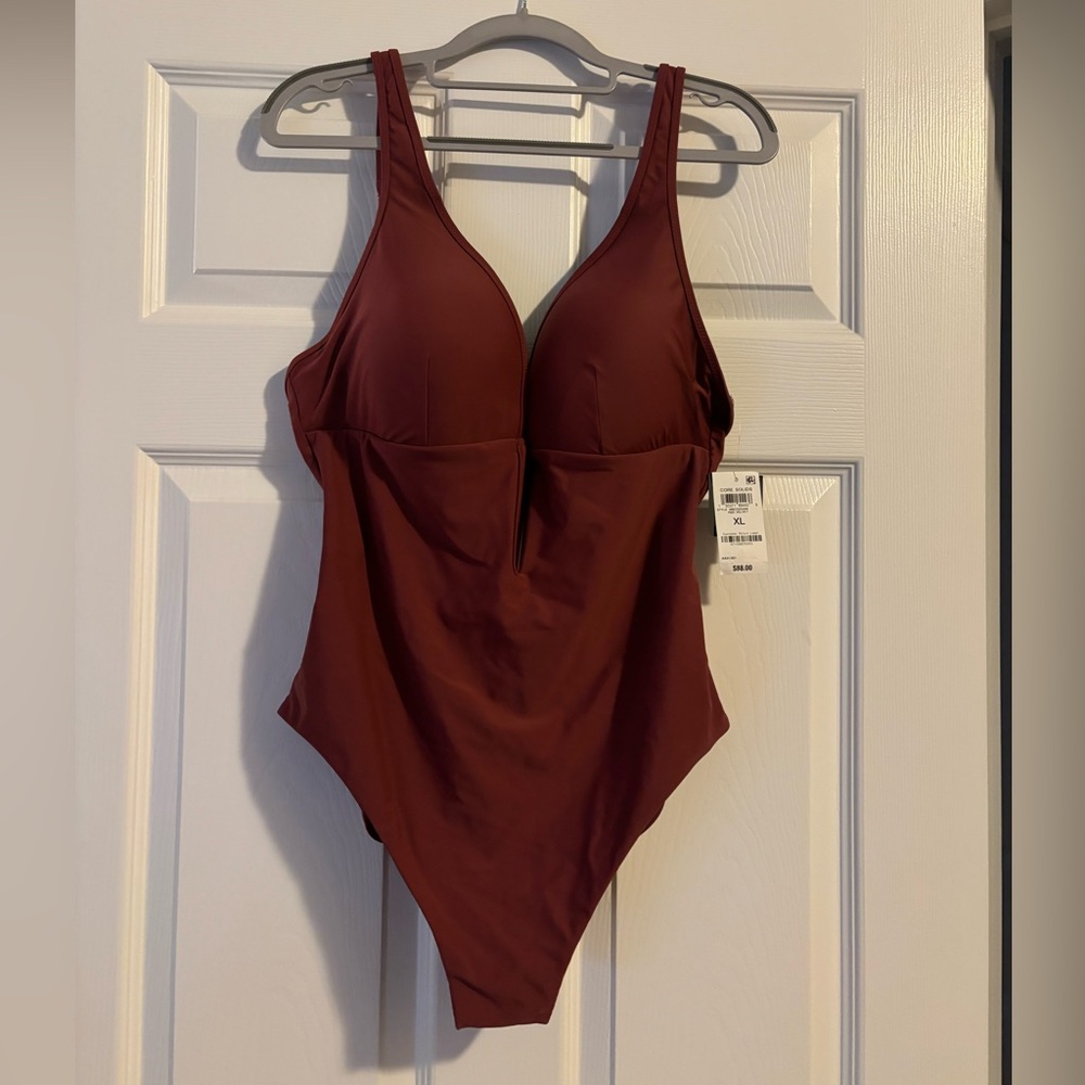 Bar III Women's One Piece Swimsuit in Burgundy